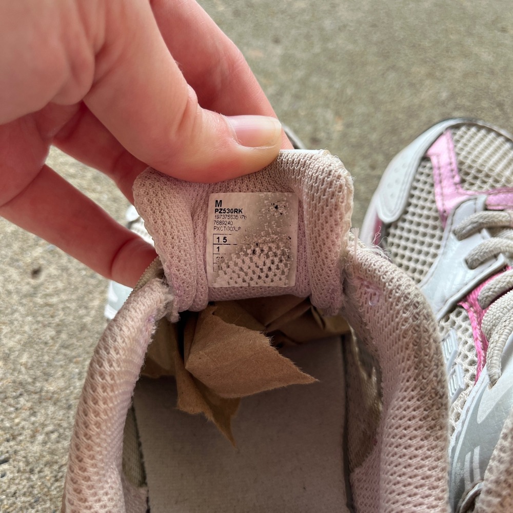 New Balance 530 White Pink Metallic Running Sneakers PZ530RK Kids Sz 1.5Y casual - Picture 7 of 9
